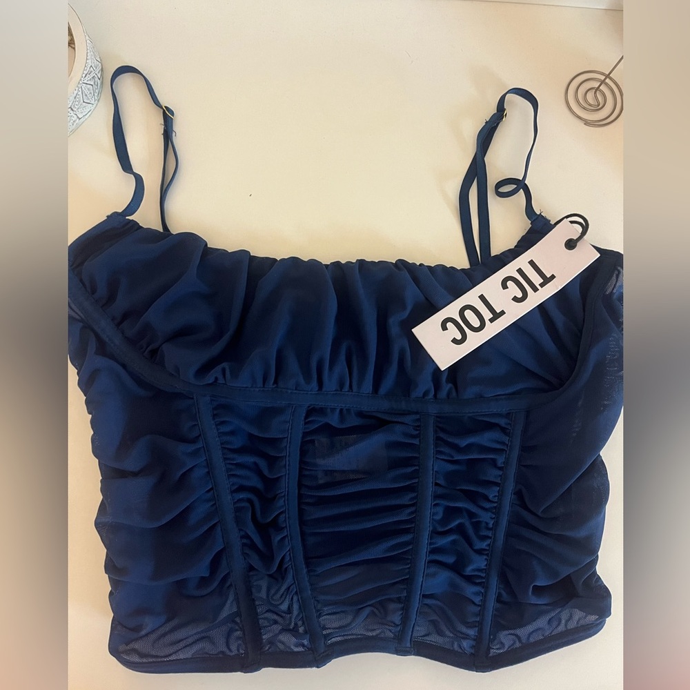 Ultra Deep Blue Crop Corset Tank
